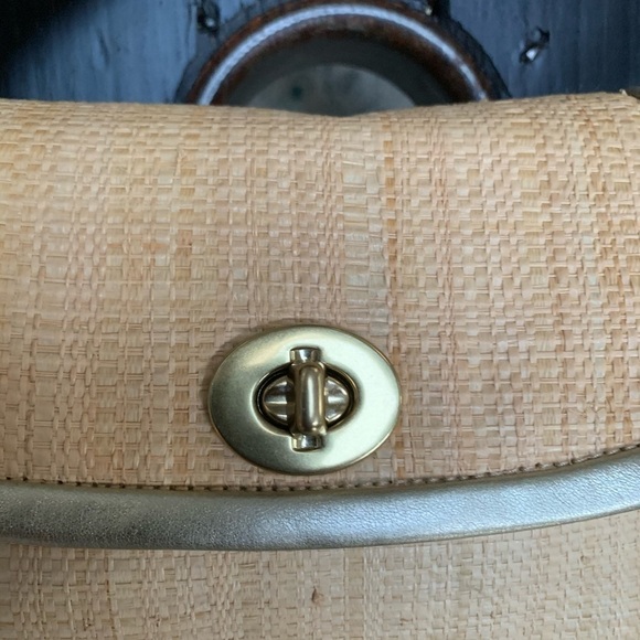 COACH Parker Gold Straw Leather Bag - Picture 7 of 8